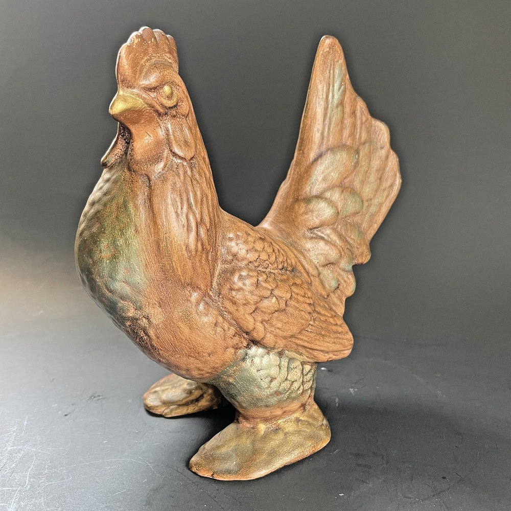 Vtg Large Ceramic Rooster Figurine Farmhouse Cottage Country Feather Footed